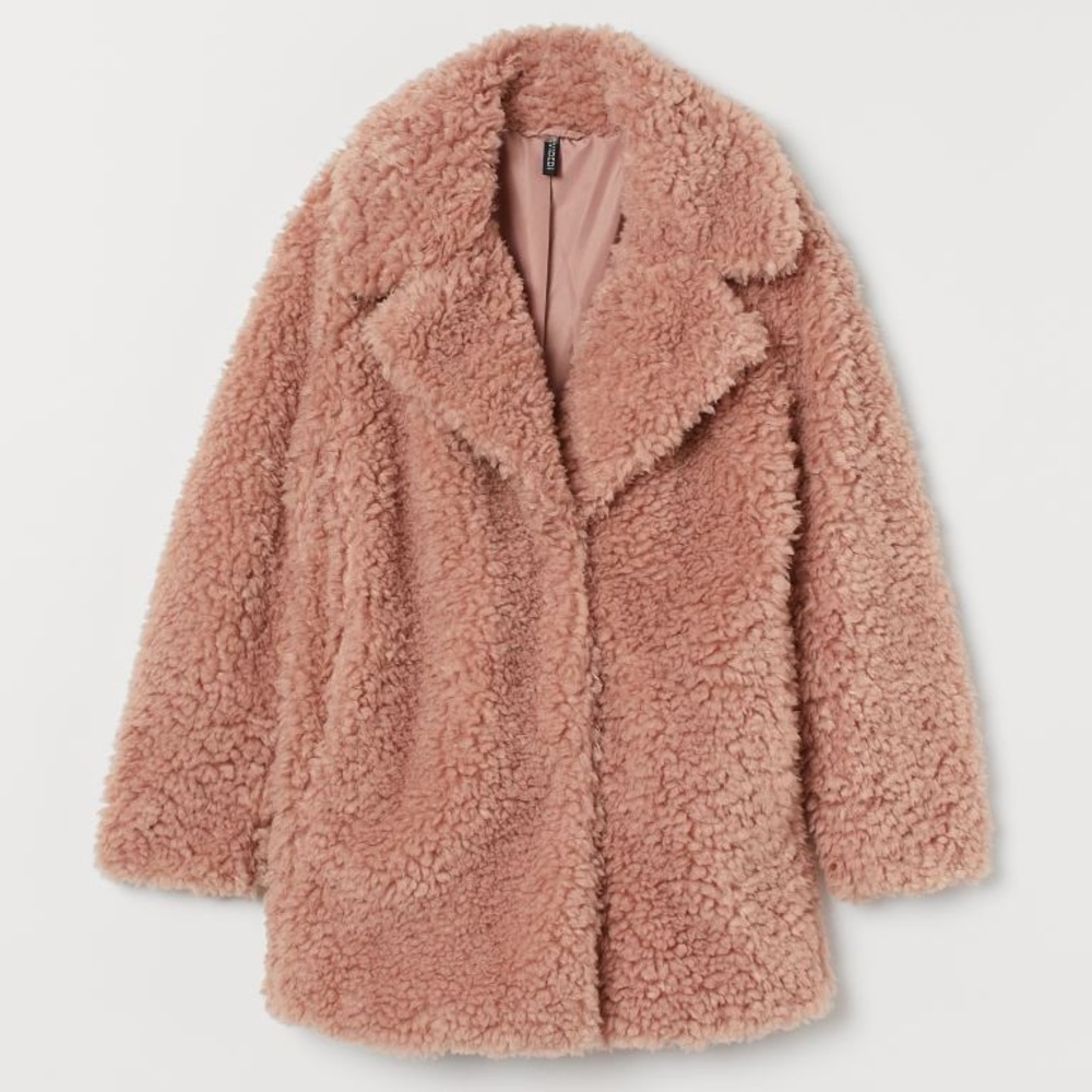H&M Women’s Teddy Coat Large - Powder Pink